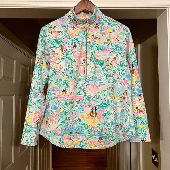 EUC Lilly Pulitzer Skipper Popover Top Let's Get Together UPF 50+ Size MEDIUM - Picture 1 of 2